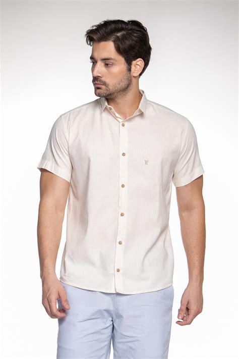 camisa masculina linho manga curta|Camisa De Linho Puro Manga Curta .